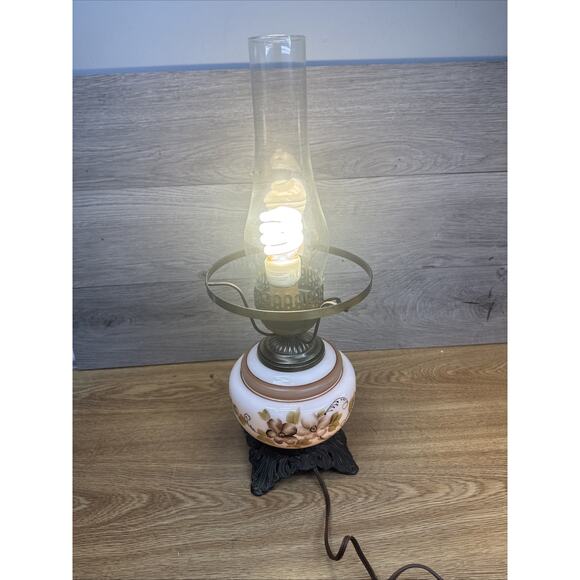 Vintage Accurate Casting Handpainted Hurricane Lamp 19” W/ 3-Way Switch - Picture 8 of 14